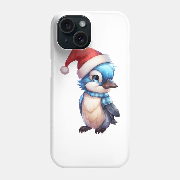 Blue Jay in Santa Hat Phone Case by Chromatic Fusion Studio