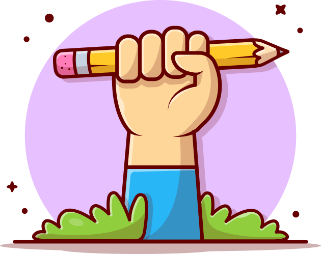 Cute Hand With Pencil Cartoon Vector Icon Illustration Kids T-Shirt by Catalyst Labs