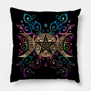 Triple Moon Goddess pentagram ornament Pillow