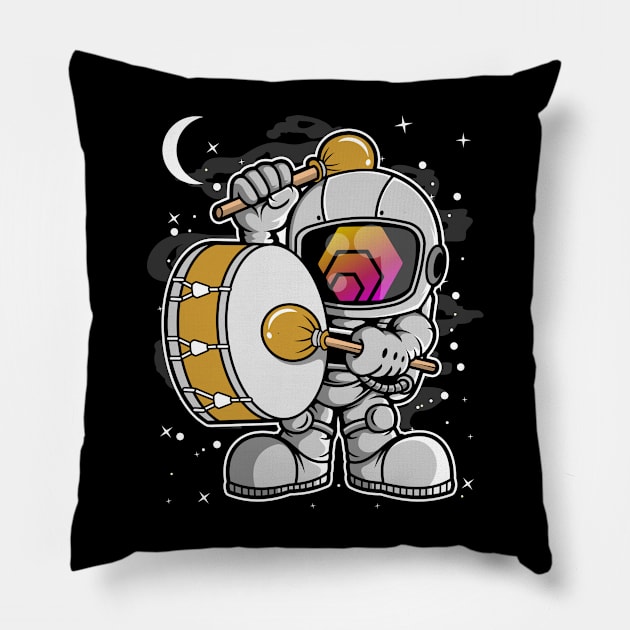 Astronaut Drummer HEX Coin To The Moon HEX Crypto Token Cryptocurrency Blockchain Wallet Birthday Gift For Men Women Kids Pillow by Thingking About