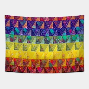 Rainbow Geometric Triangular Pattern Tapestry