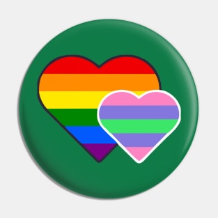 Trigender Double Heart Pin