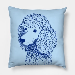 Poodle (Light Blue and Blue) Pillow