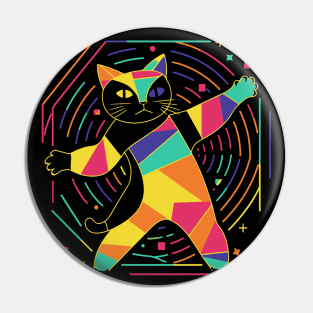 Abstract Dancing Cat || Cubist Kitten Pin