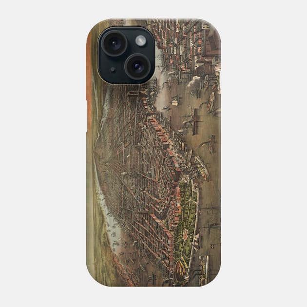 Vintage Pictorial Map of New York City (1873) Phone Case by Bravuramedia