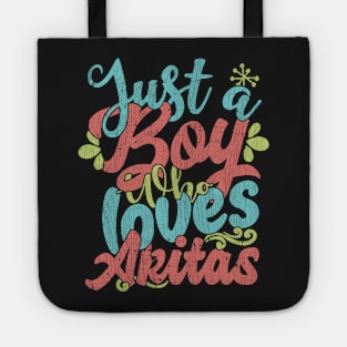 Just A Boy Who Loves Akitas dog Gift graphic Tote