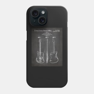 Electric Guitar Patent - Guitarist Music Lover Art - Black Chalkboard Phone Case