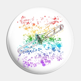 Trombone Rainbow Colours Trombonist Brass Musician Pin