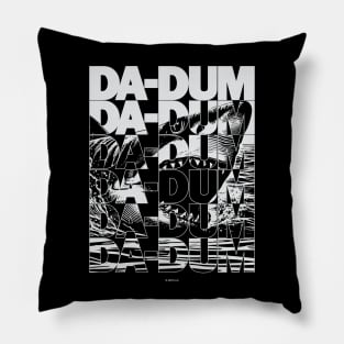 Jaws Theme Da-Dum Typographic (White) Pillow