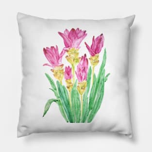 siam flowers watercolor painting Pillow