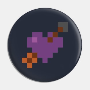 Shot Through My Violet Pixel Heart Pin