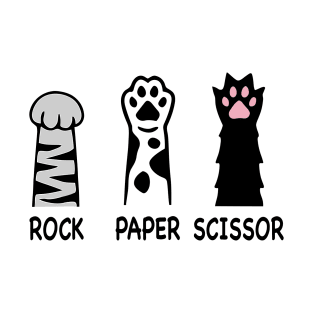 Rock Paper Scissors Hand Game Cute Pink Paw Funny Cat T-Shirt