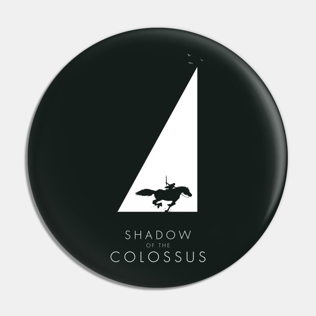 Shadow of the Colossus - Sanctuary silhouette white Pin by Mandos92