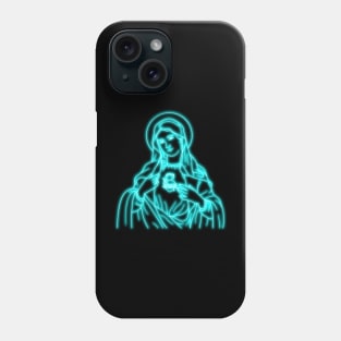 Light Blue Neon Virgin Mary Phone Case