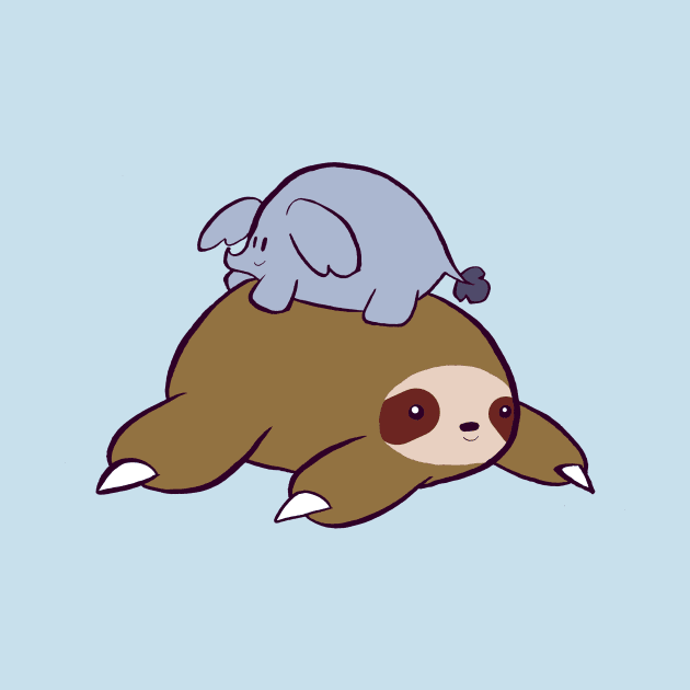 Big Sloth and Tiny Elephant by saradaboru