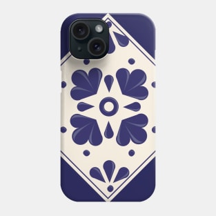 Blue Talavera Tile, Abstract flower by Akbaly Phone Case