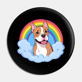 Cute American Staffordshire Terrier Amstaff Rainbow Cloud Pin