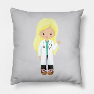 Doctor, Nurse, Stethoscope, Lab Coat, Blonde Hair Pillow