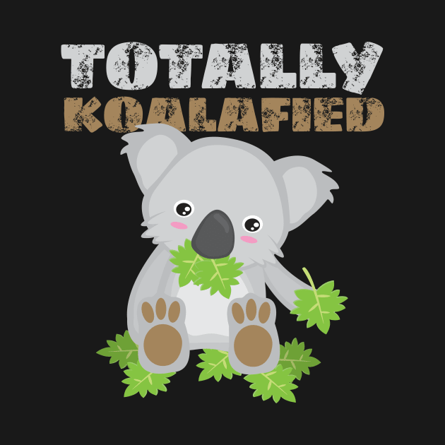 Totally Koalafied cute koala eating leaf design by Uncle Fred Design