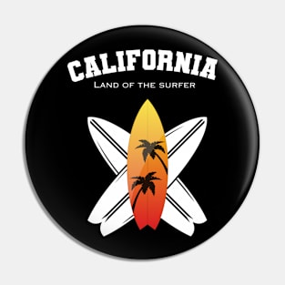 California Land of the Surfer Lifestyle Pin