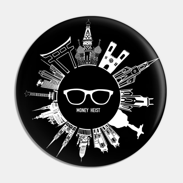 Money Heist Cities - White Version Pin by Next Series