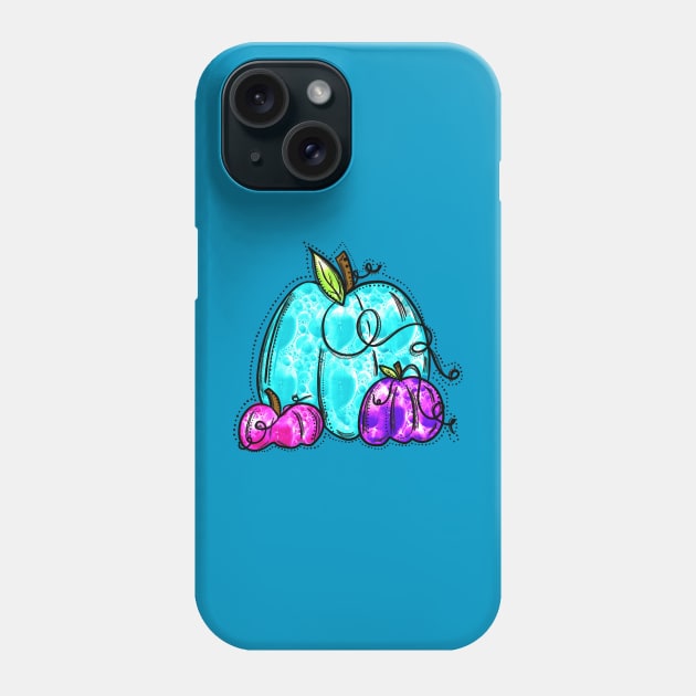 Shiny metallic teal purple pink pumpkin fall design Phone Case by Sheila’s Studio