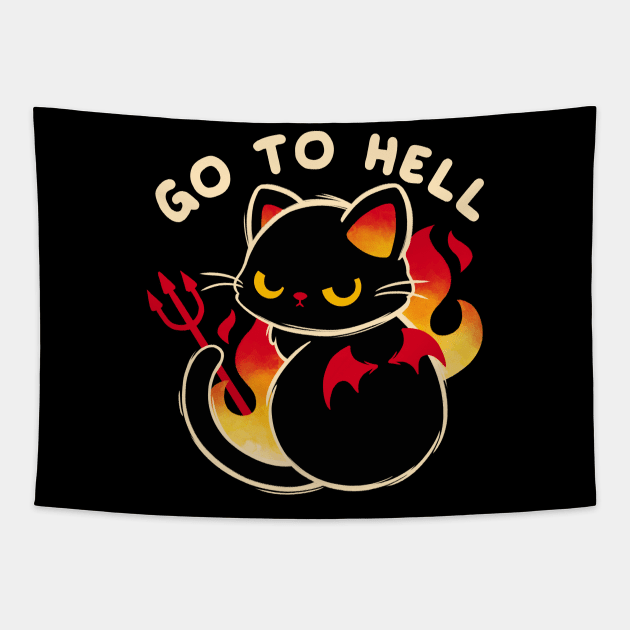 Go to hell cat Tapestry by NemiMakeit