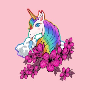 Cute Unicorn Flower T-Shirt