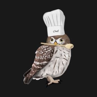 Little Owl Kitchen Chef Hat Cooking Funny Bird T-Shirt