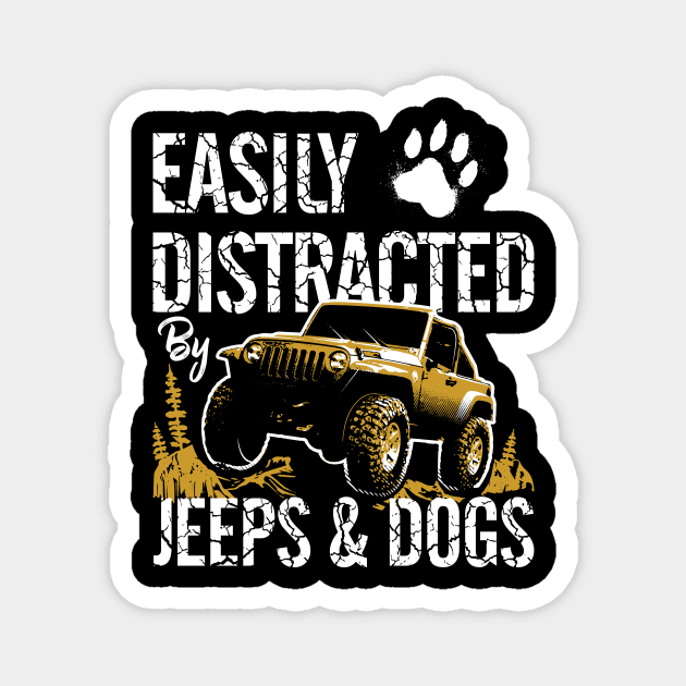 Easily Distracted By Jeeps And Dogs Magnet by Noor_Aldeen