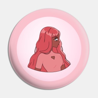 Pretty Pink Black Anime Girl Design Pin