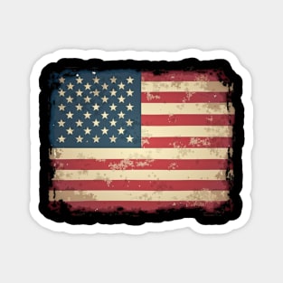 Weathered Resilience: Distressed Stars and Stripes Magnet