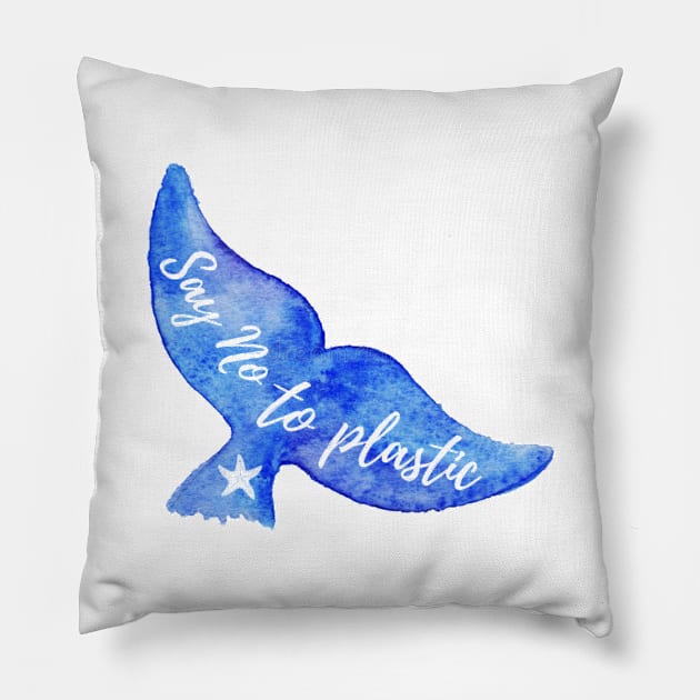 Say No to Plastic Pillow by Honu Art Studio