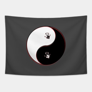 yin yang balance harmony design eastern philosophy palm print Tapestry