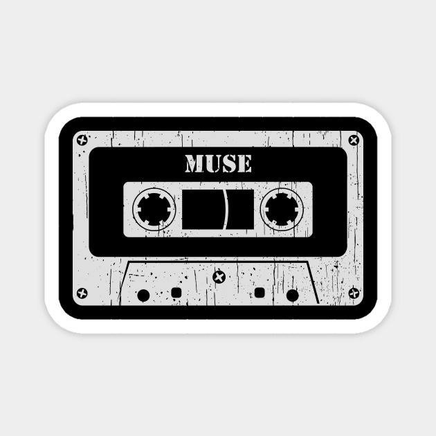 Muse - Vintage Cassette White Magnet by FeelgoodShirt