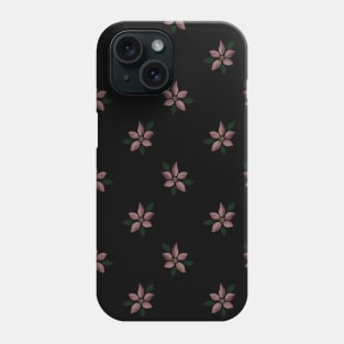 Elegant Pink Winter Flower Black Pattern Phone Case