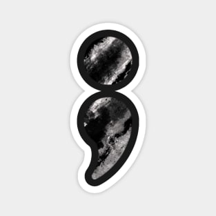 Semicolon Black White Marble Magnet