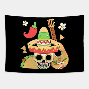 Cinco De Mayo Skull Tapestry