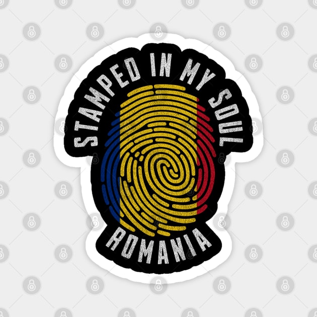 Stamped In My Soul Romania Flag Fingerprint Romanian Roots Magnet by Yesteeyear