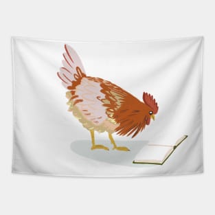 Chicken Reading Tapestry