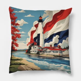 Michigan United States of America Tourism Vintage Poster Pillow