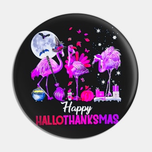 Flamingo Happy HalloThanksmas Funny Halloween Thanksgiving,happy hallowthanksmas Pin