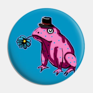 Pink Toad  Gentleman  with a top hat Pin