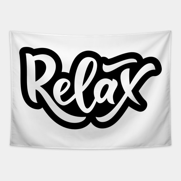 Hand lettering word Relax. isolated. Tapestry by linasemenova