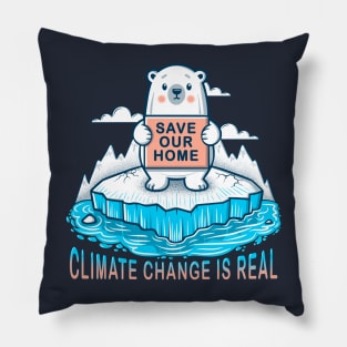 Polar Bear Climate Change Illustration Pillow