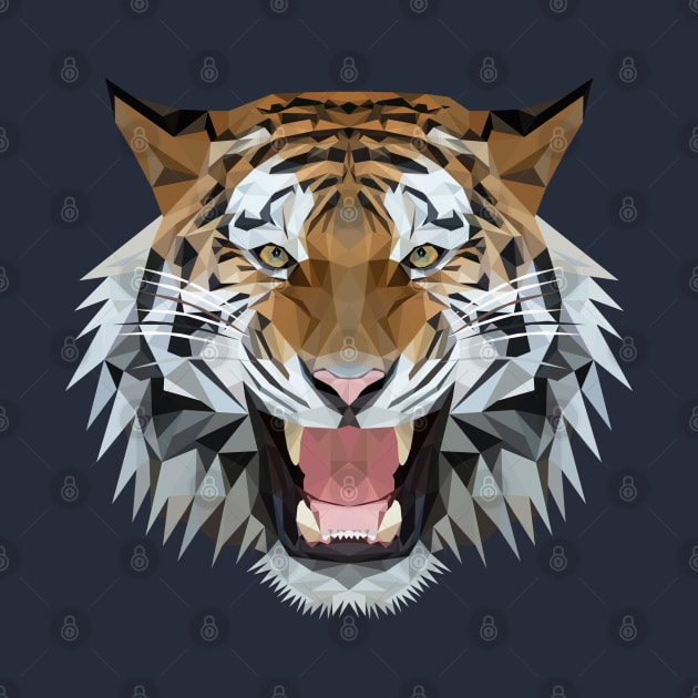 Roaring Tiger Low Poly Art by TheLowPolyArtist