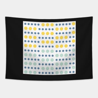 Whimsical Blue and Yellow Dots Tapestry