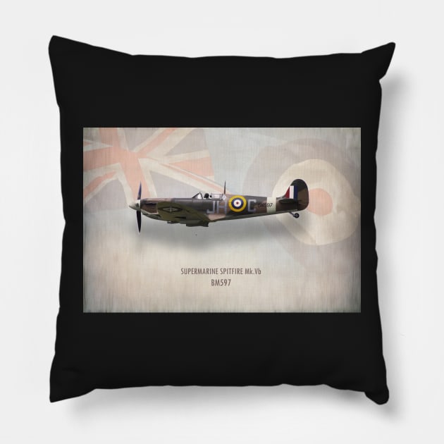 Supermarine Spitfire Mk Vb BM597 Pillow by aviationart