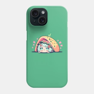 Chibi Anime Taco Girl With Green Blue Hair Phone Case