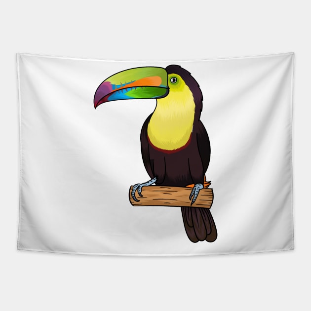 Keel-billed toucan bird cartoon illustration Tapestry by Cartoons of fun